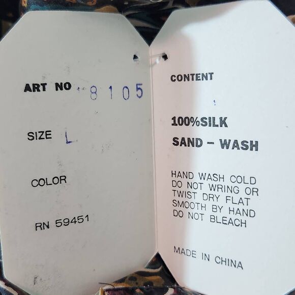 Jane Ashley Multi-Color Paisley Silk Button Down Blouse NWT Size Large - Picture 8 of 10